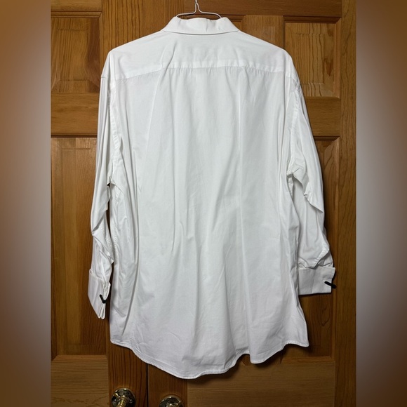 Joseph & Feiss White Pleated Cotton Tuxedo Dress Shirt Men Size 18 32/33 - Picture 2 of 4
